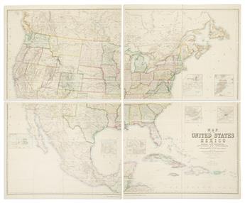 (UNITED STATES.) Henry Darwin Rodgers; and Alexander Keith Johnston. Map of the United States and Mexico with Canada,
